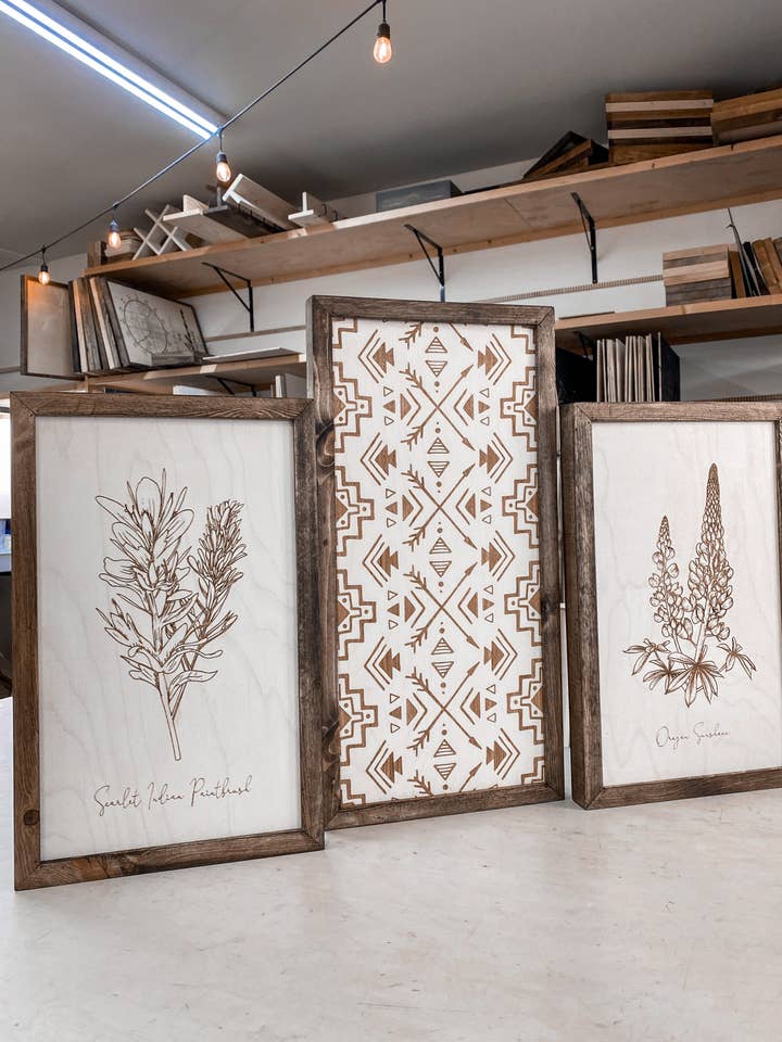 Hand Sketched Oregon Flowers Oregon Sunshine, Scarlet Indian & Aztec Arrows for wholesale by Birch and Home Handmade