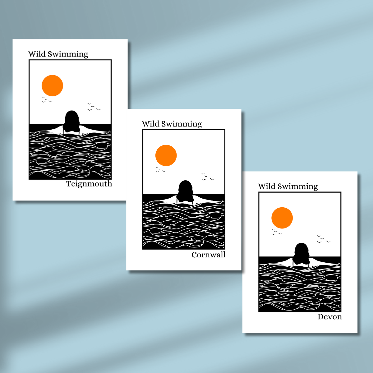 Waves & Wander - Wholesale Art Print - Personalise Location Wild Swims Print3