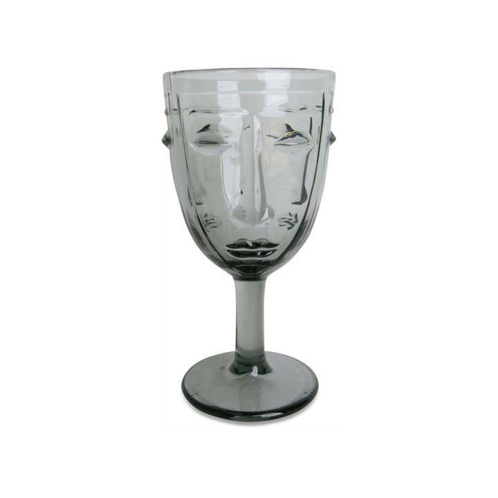 Visage grey standing glass D8 H16,5cm for wholesale by Opjet Paris