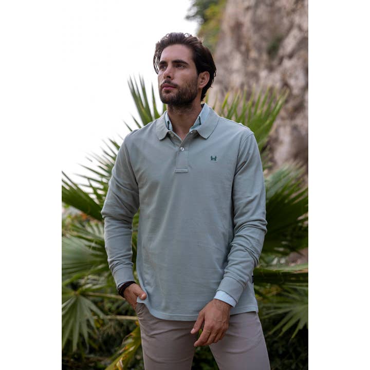 Basic Long Sleeve Polo | Light Green for wholesale by Custi Mikelo: Men's Clothing & Christmas Gifts