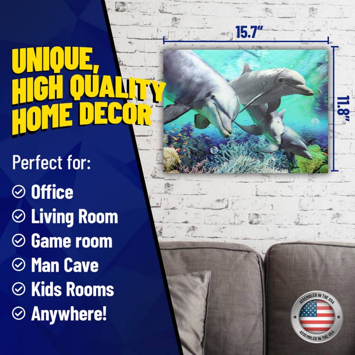 Lentics - Wholesale Poster - Four Dolphins 3D Lenticular Poster Print Wall Art Decor