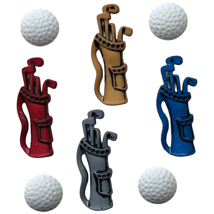 Assortiment de boutons sur le thème du golf – Surstock pour la vente par Buttons Galore & More