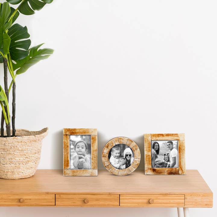 Baby Picture Frames Bone Inlay Collection in Antique, Set of 3 – Wholesale picture frames for wholesale by Muqeem & Brothers