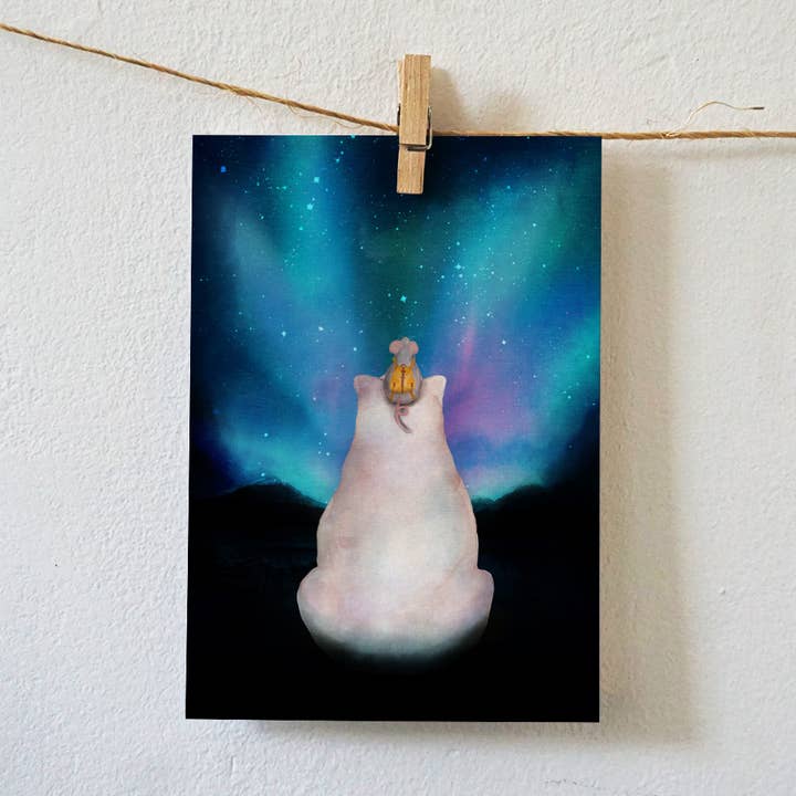 Polar Bear and Northern Lights Map for wholesale by Lotte Drouen