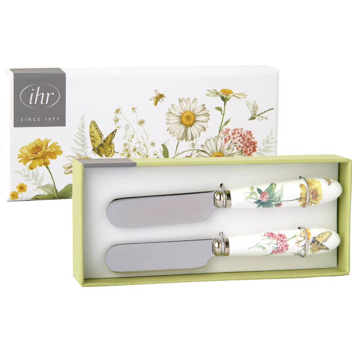 Ensemble de couteaux à beurre : Fleur sauvage et papillon pour la vente par Carsim Trading Inc.