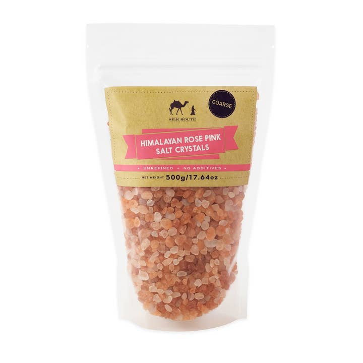 Himalayan Rose Salt Pouch - 500g (Course) for wholesale by Silk Route Spice Company