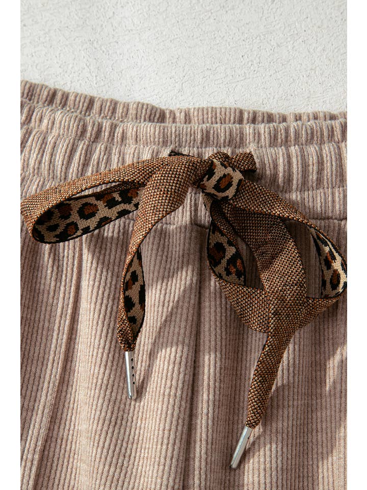 Gray Morn Corduroy Leopard Drawstring High Waist Trousers Sweatpants for wholesale on Faire3