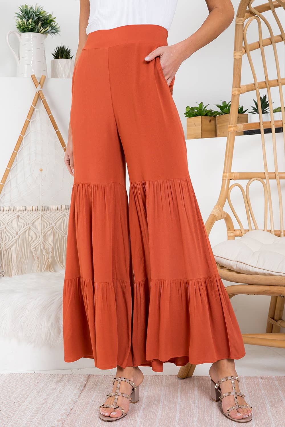 Bluivy – wholesale Byxor - Dam – TIERED VOLANG HÖG MIDJA BREDA BEN BYXOR10