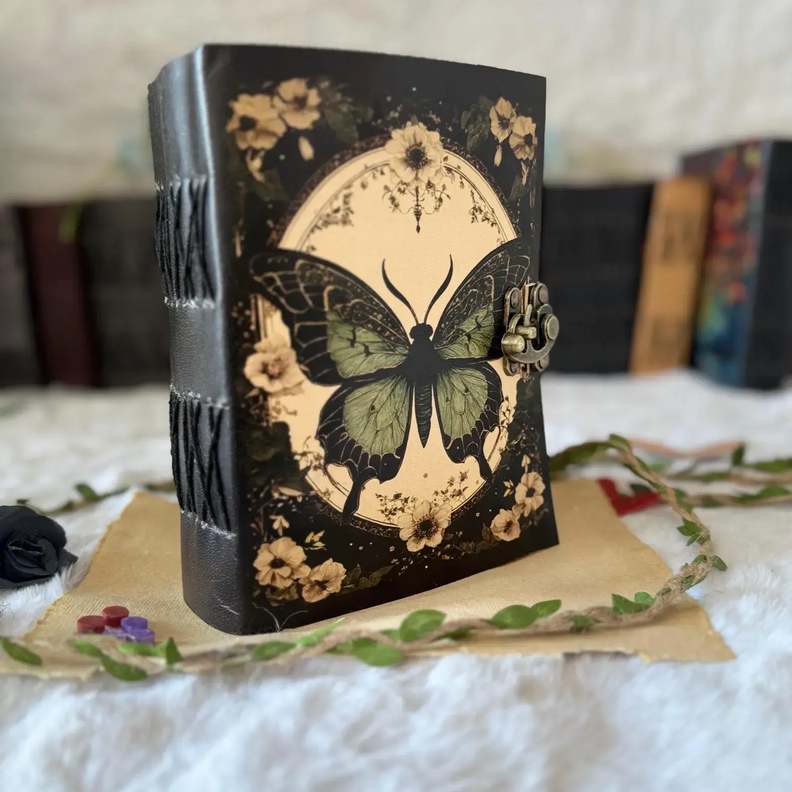 MNM HANDICRAFTS - Wholesale Journal/Diary - Gothic Journal spell book Luna Moths and Morpho Butterfly1