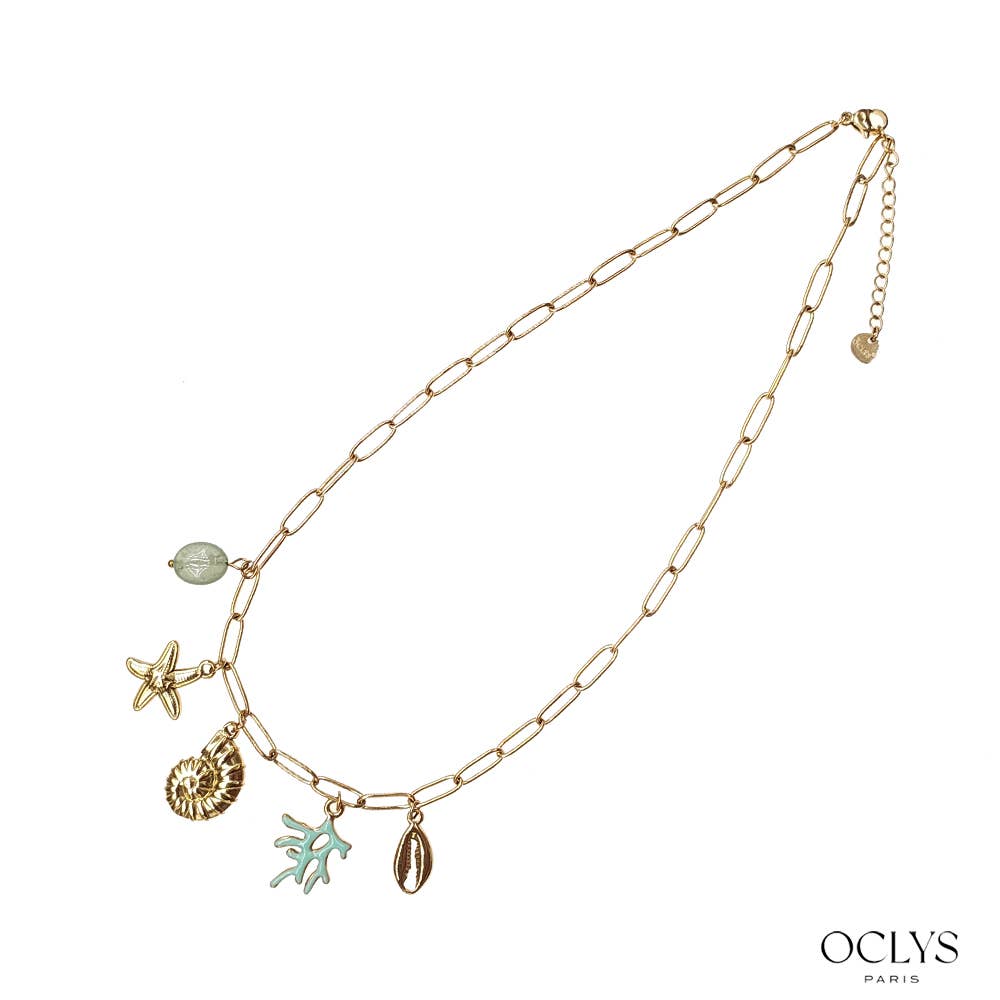 Oclys - Wholesale Halskettinghanger - Ketting met bedeltjes maritiem thema verguld roestvrij staal6