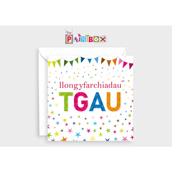 The Paintbox - Wholesale Congratulations Card - Llongyfarchiadau TGAU - GCSE Congratulations Welsh x6 card