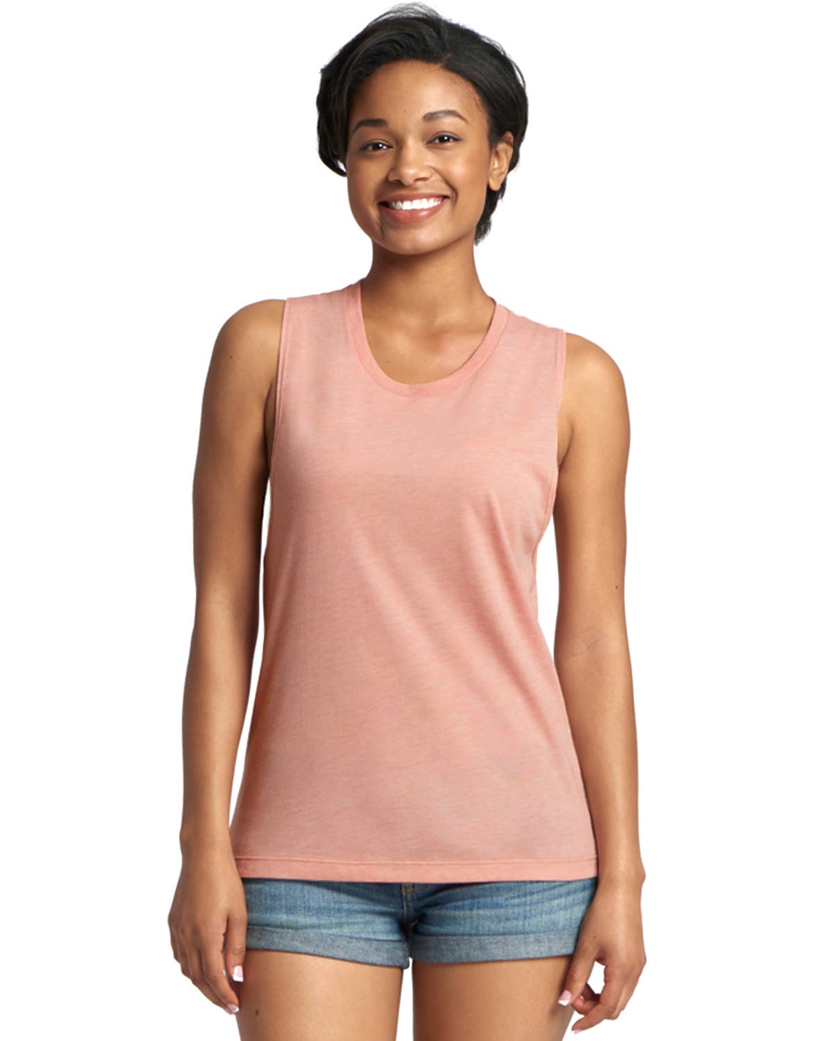 Mad Love Shop - Wholesale Tank Top - Women's - Peachy Pink Muscle Tank with Tropical Print1