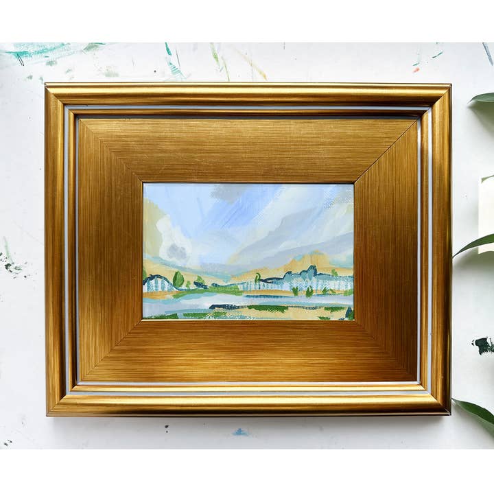 "Estudio del Paisaje", Pintura Original Enmarcada en Oro para venta al por mayor de Green Barn Studio