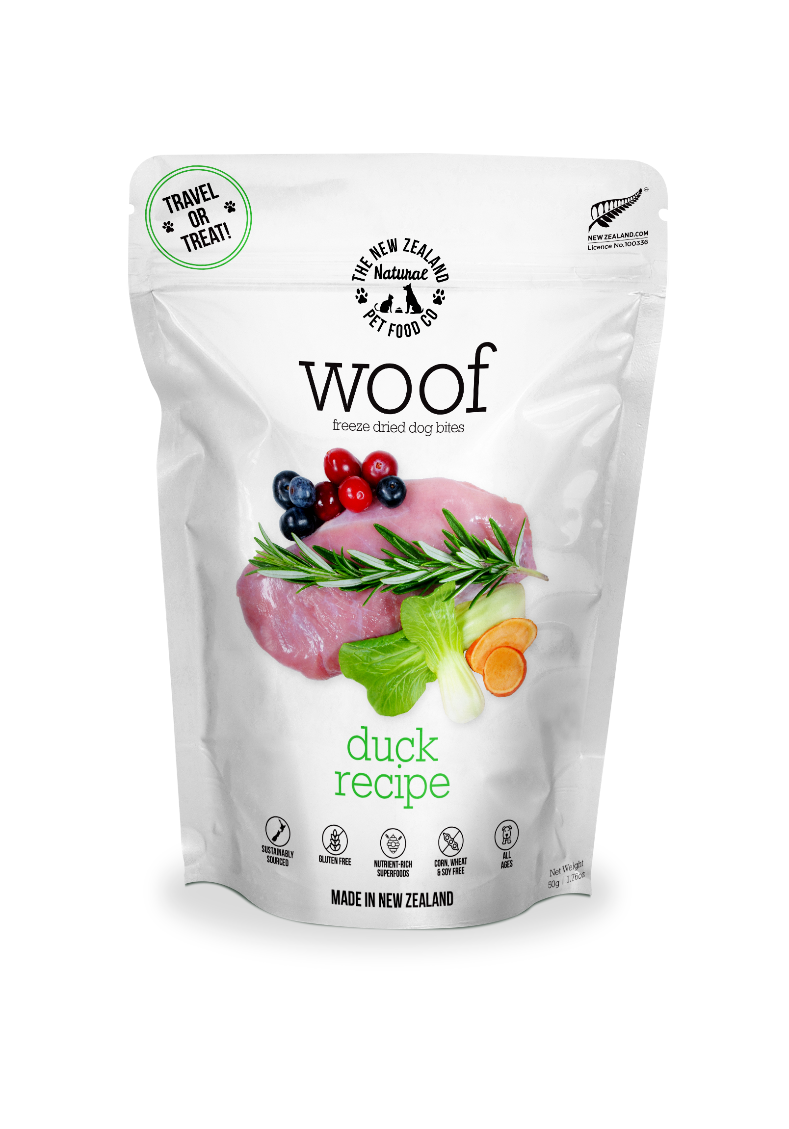 The New Zealand Natural Pet Food Co - Wholesale Pet Food - Dog - Woof Duck Freeze Dried Dog Food 1.76oz | 9.9oz | 2.2lb0