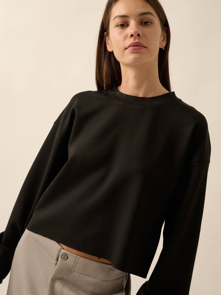 Premium Scuba Solid Crew Neck Sweater Top for wholesale by Promesa USA