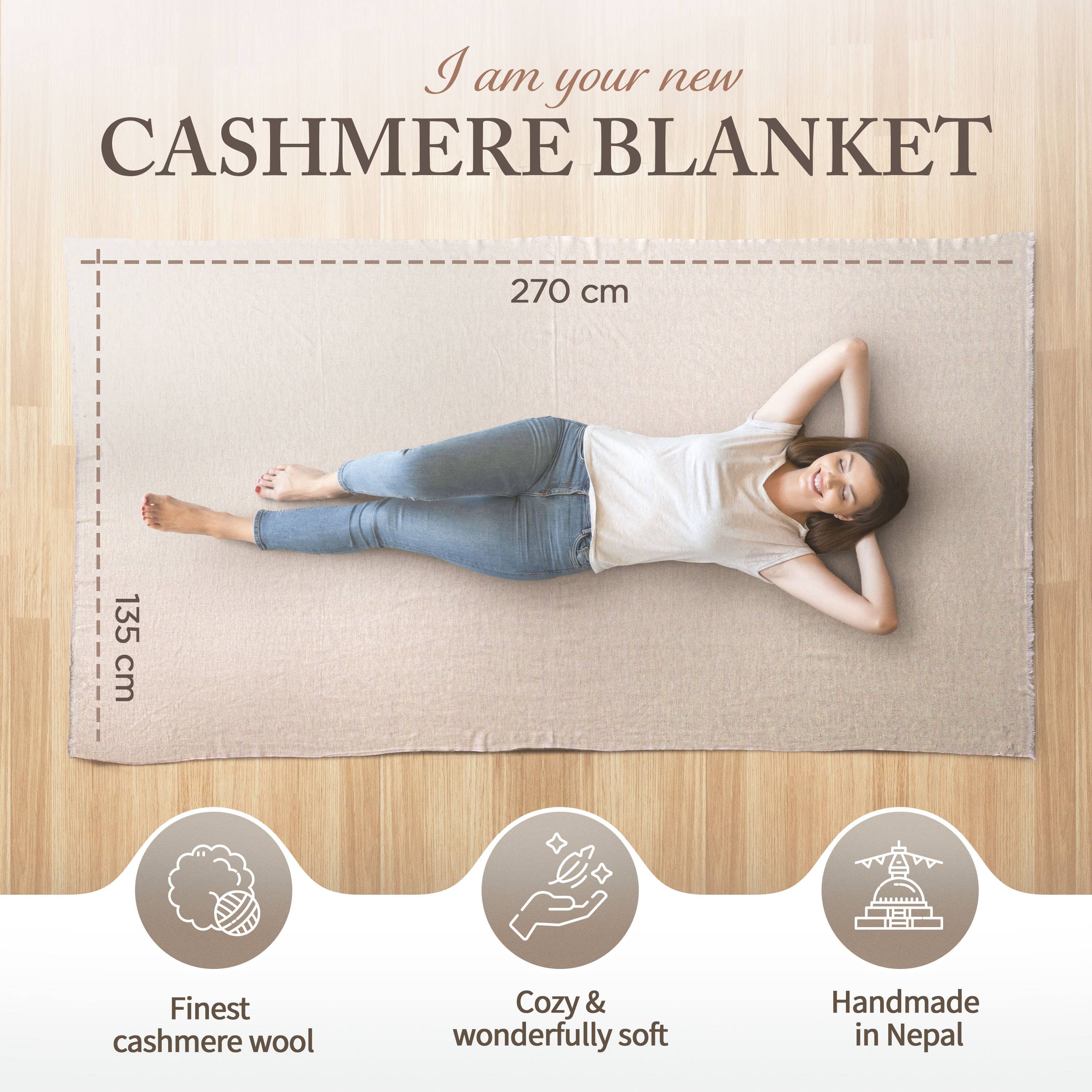 yanopurna - Wholesale Throw Blanket - Cashmere blanket with fine herringbone1