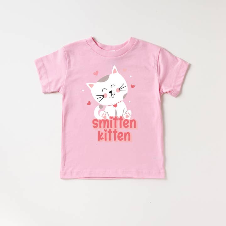 Benny & Ray Apparel - Wholesale Screen Printed T-Shirt - Kids - Smitten Kitten Cat Valentines Day Shirt Toddler and Youth1