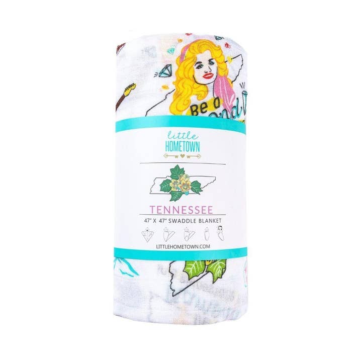 Tennessee Baby Muslin Swaddle Receiving Blanket (Floral) Made to Grow with Your Little One for wholesale by Little Hometown
