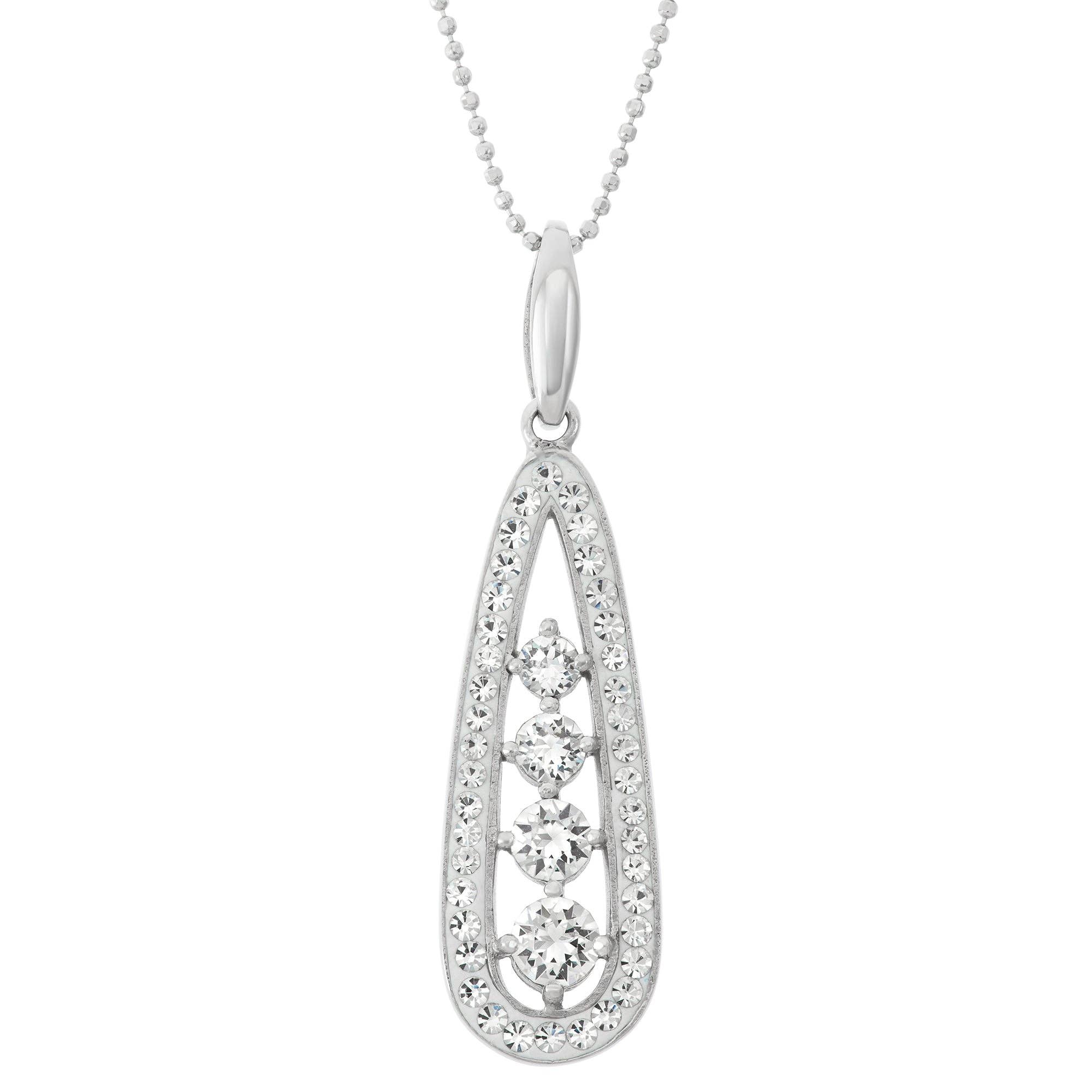 Luxe on Main LLC - Wholesale Pendant/Charm Necklace - Sterling Silver Pendant Necklace with White Crystals0