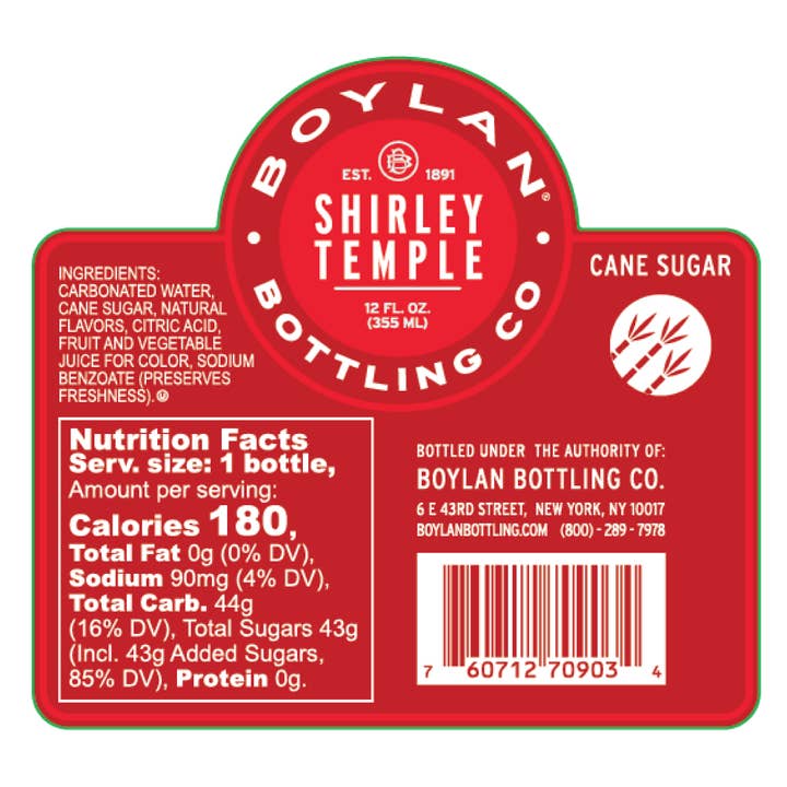Boylan Bottling Company - Wholesale Soda/Carbonated Drink - Shirley Temple - 24 Pack