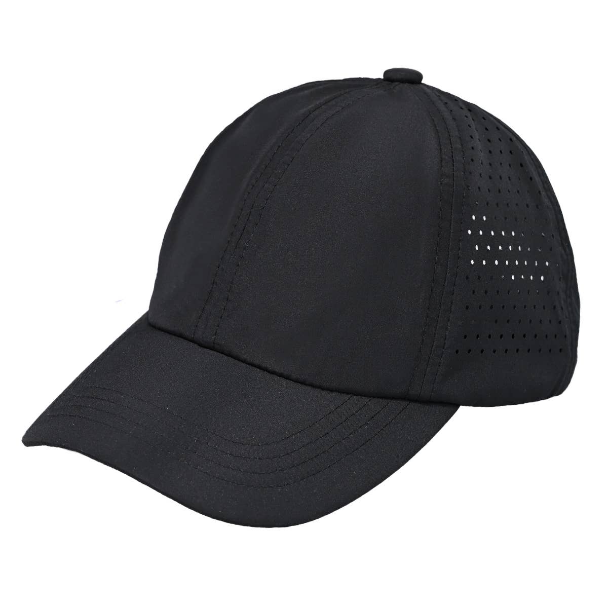 Funky Junque - Wholesale Baseball Cap - Unisex - Laser Cut Unstructured Running Cap - Black1