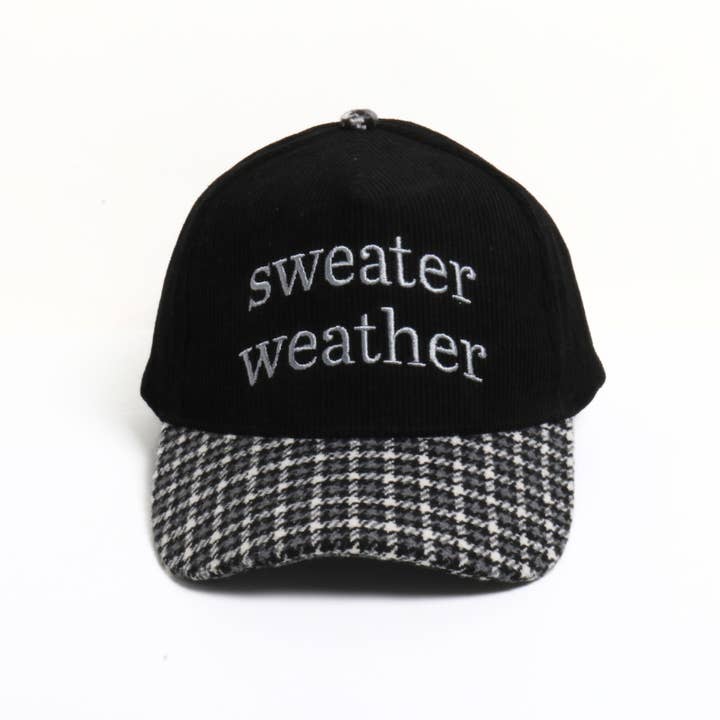 David And Young - Wholesale Baseball Cap - Women's - SWEATER WEATHER Embroidered Corduroy Plaid Brim Fall Cap3