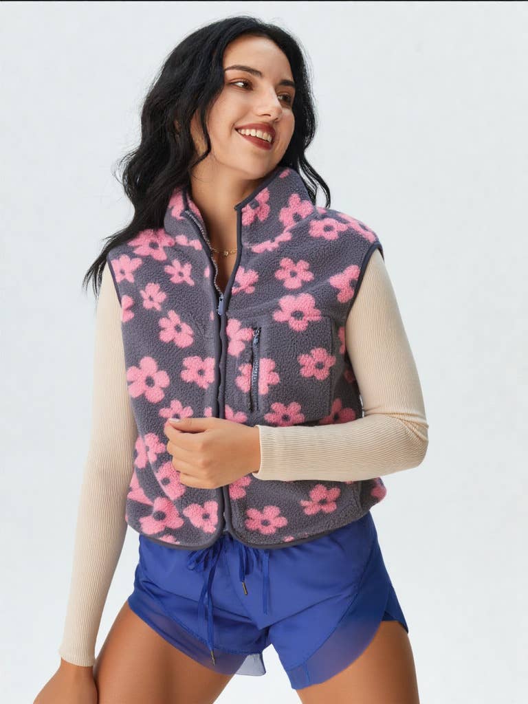 VERY J – Engroshandel Vest - Dame – NJ90128-trykt sød fleece vest4