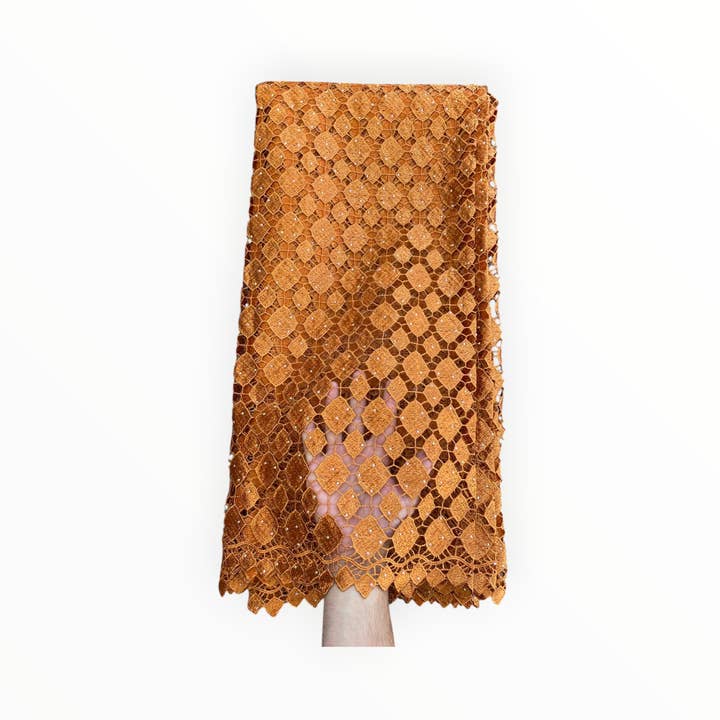 City Fabrics – wholesale Craft supplies – Top Quality Cord Lace Fabric in Brownish Gold - 5 Yards1