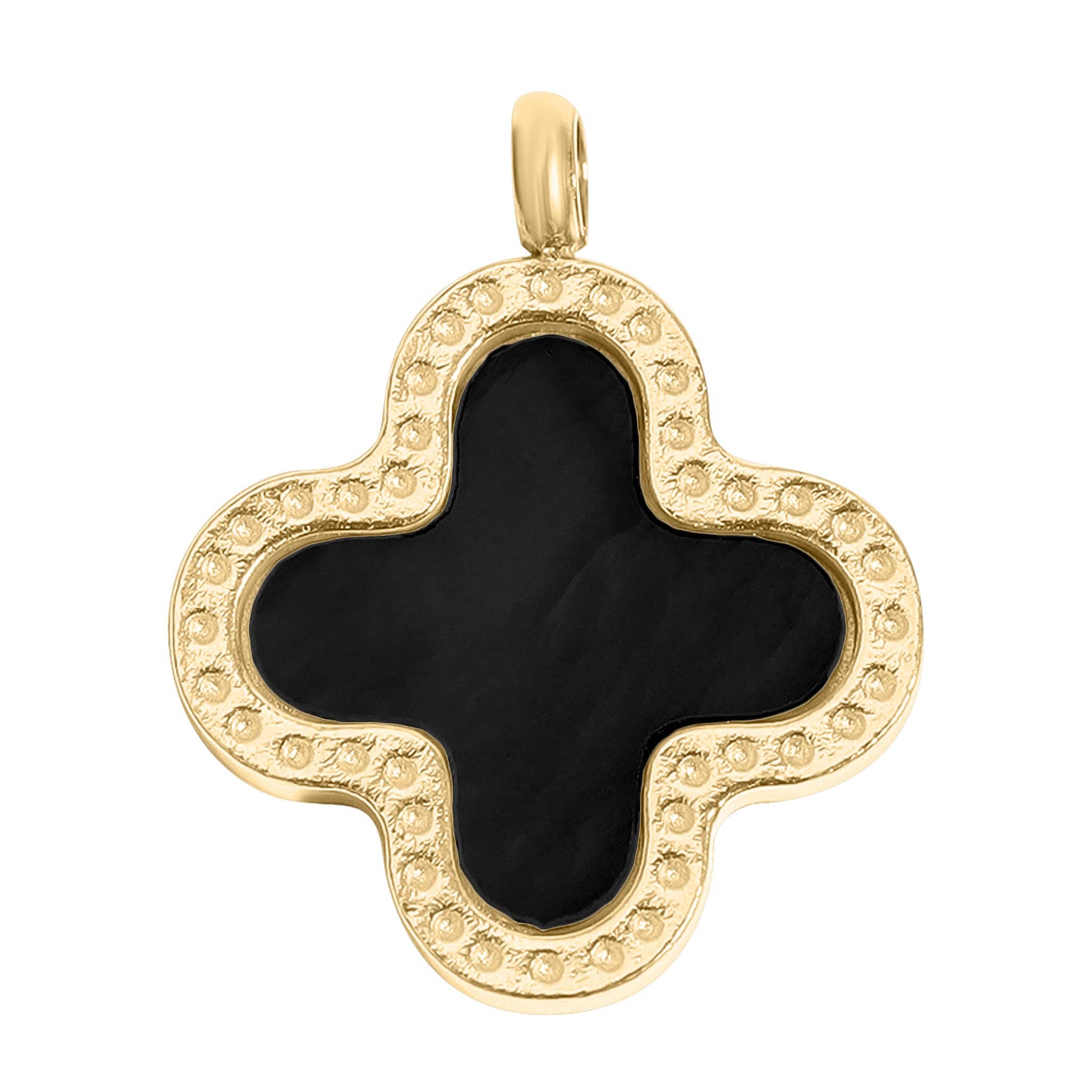 18K Gold PVD Stainless Steel Lucky Clover Charm for wholesale on Faire4