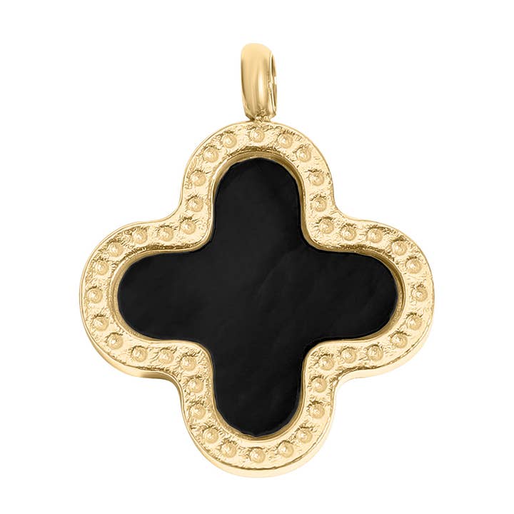 18K Gold PVD Stainless Steel Lucky Clover Charm for wholesale on Faire4