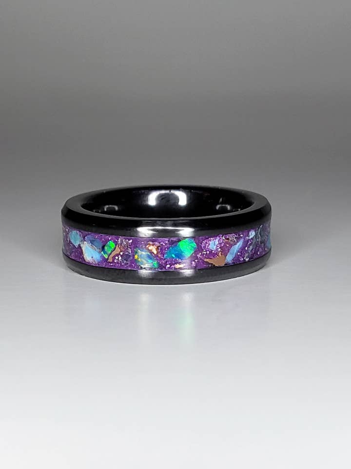 Black Ceramic Opal Ring Apatite UV Glow Powder for wholesale by Natural Evolution Design
