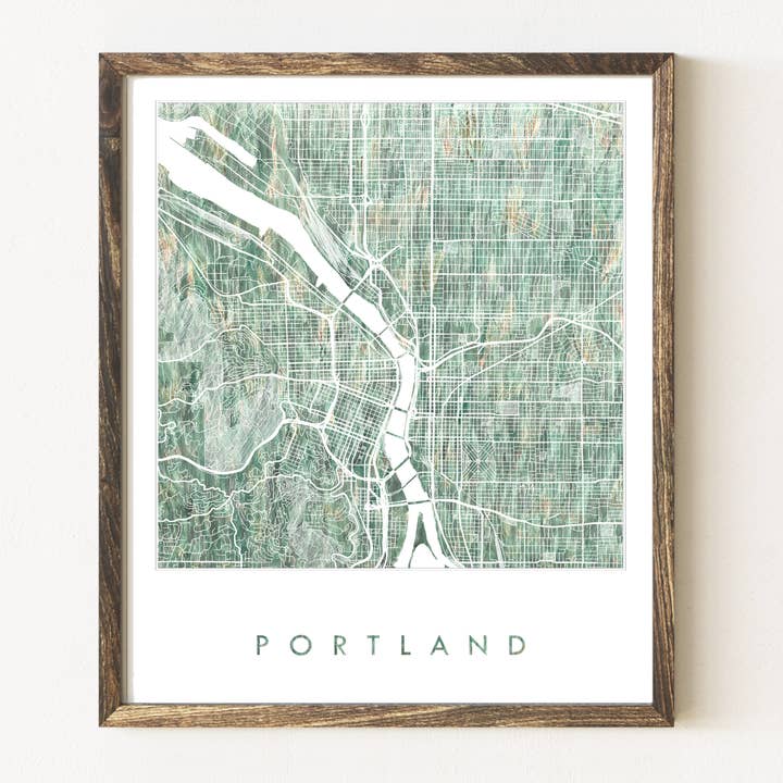 Portland Oregon Malet kort KUNSTTRYK for engroshandel hos Turn-of-the-Centuries