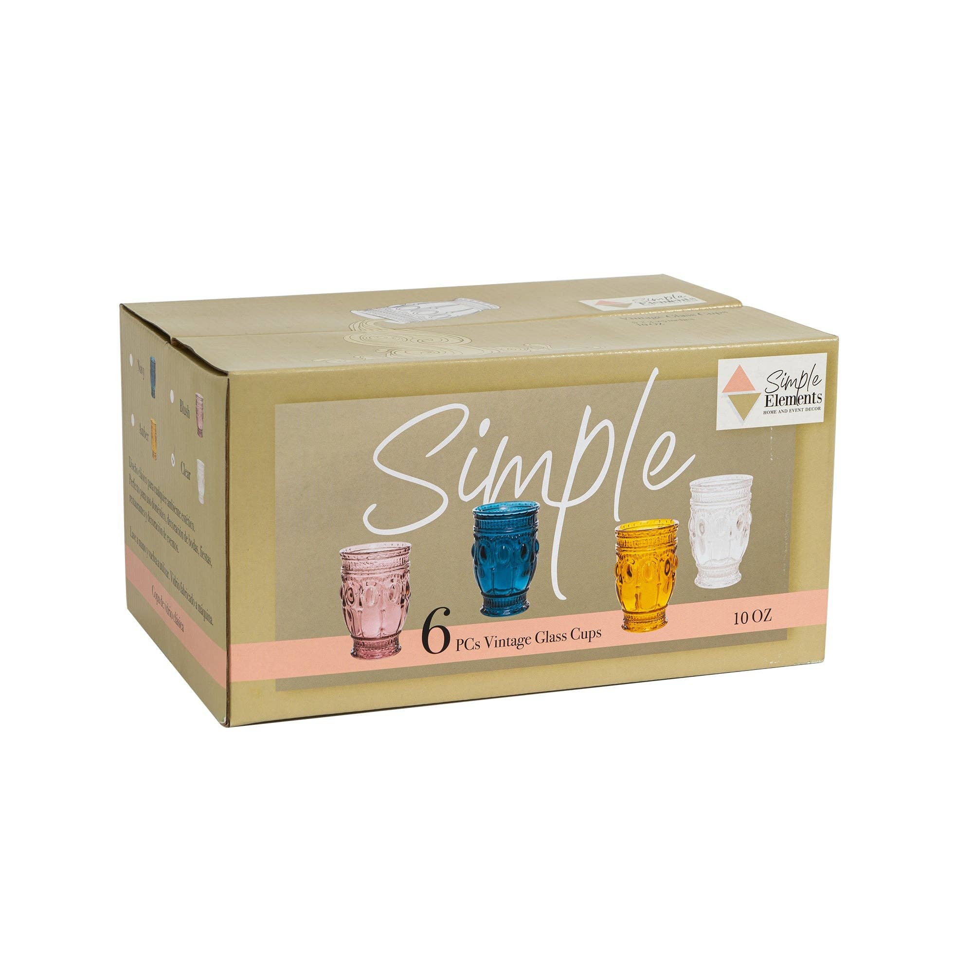 Embossed Glass Cup 5" 10oz 6pc/box - Blush for wholesale on Faire1