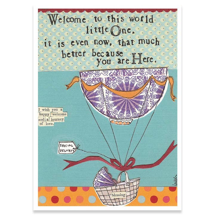 Calypso Cards LLC - Wholesale Baby Card - WELCOME LITTLE ONE NEW BABY GREETING CARD 4.5 x 6.25"