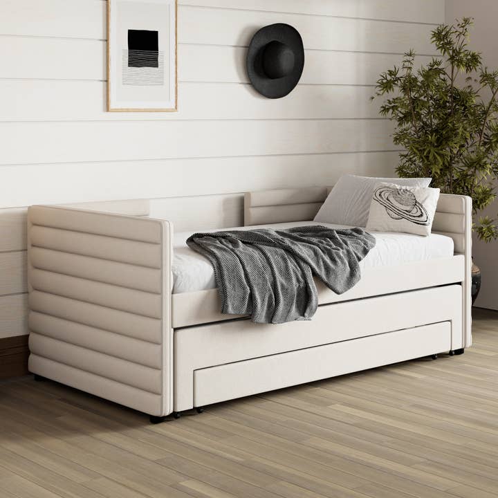 HOMYCASA DESIGN INC - Wholesale Bed - Twin Size Upholstered Daybed with Trundle &3 Storage Drawers18