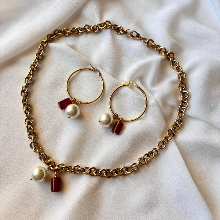 OE! - Venta al por mayor Collares con colgantes/abalorios - Ruby Radiance - Collar con cadena