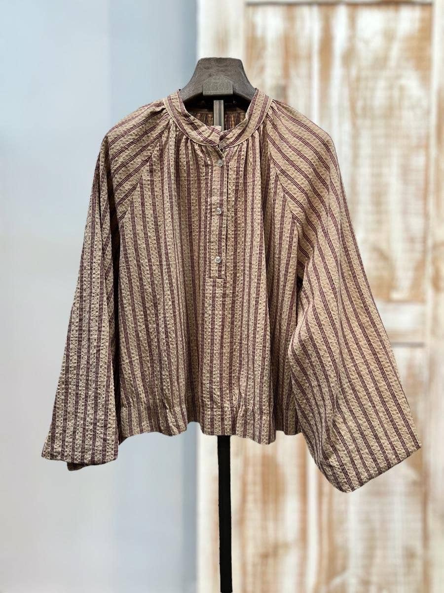SWEET MAGIC MODA Y COMPLEMENTOS - Wholesale Blouse - Women's - PUFF SLEEVE STRIPED COTTON BLOUSE2