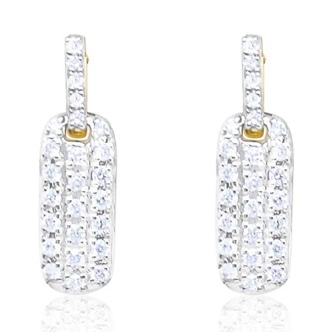 Pendientes de diamantes de oro blanco de 14 quilates para venta al por mayor de Meira T