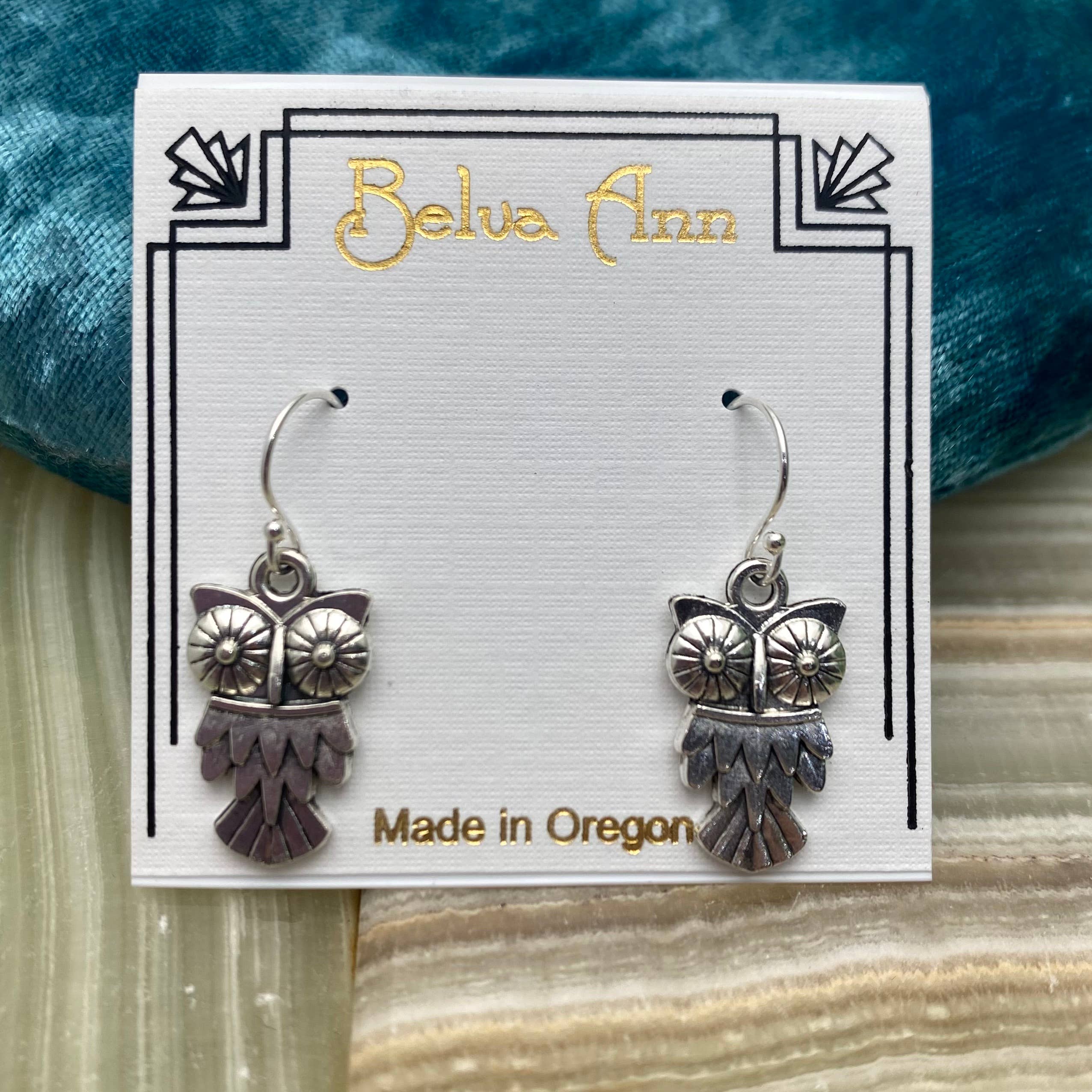 Elizabeth Jewelry - Vendita all'ingrosso Orecchini pendenti - Orecchini a forma di gufo in argento anticato1