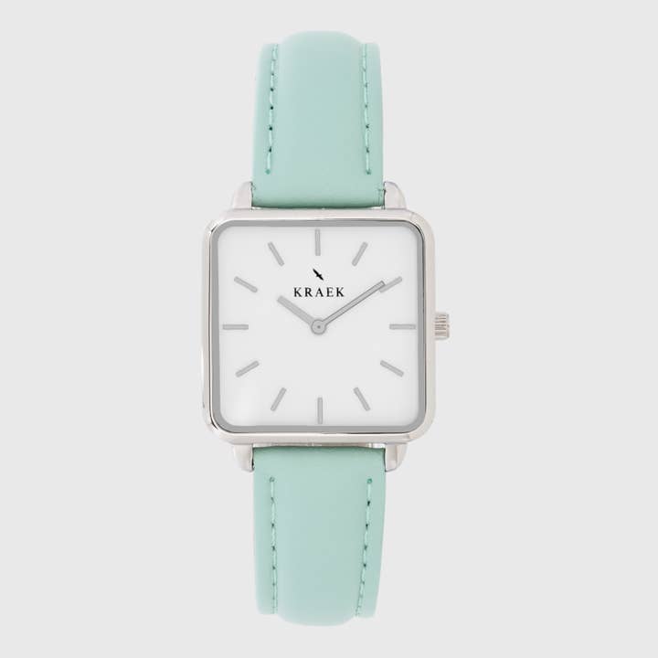 Eleanor | Argent | Vert | 28 mm pour la vente par KRAEK Watches