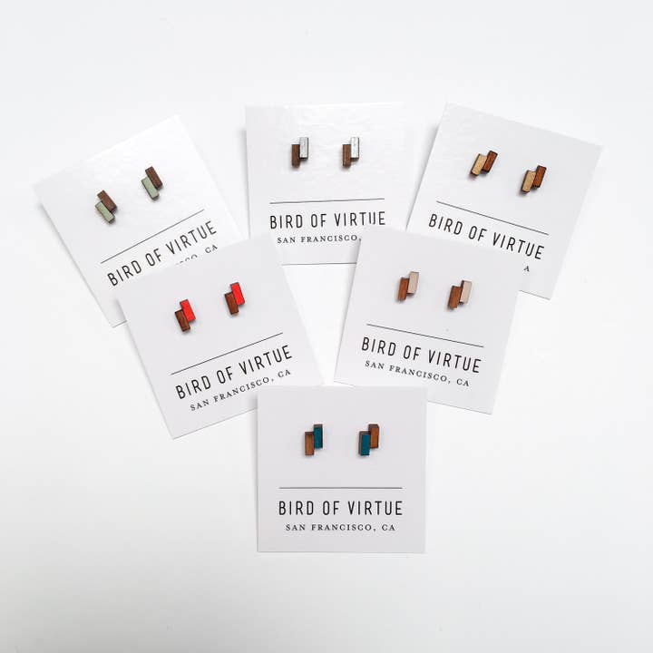 SALE | Tiny Double Rectangle Studs for wholesale by Bird of Virtue