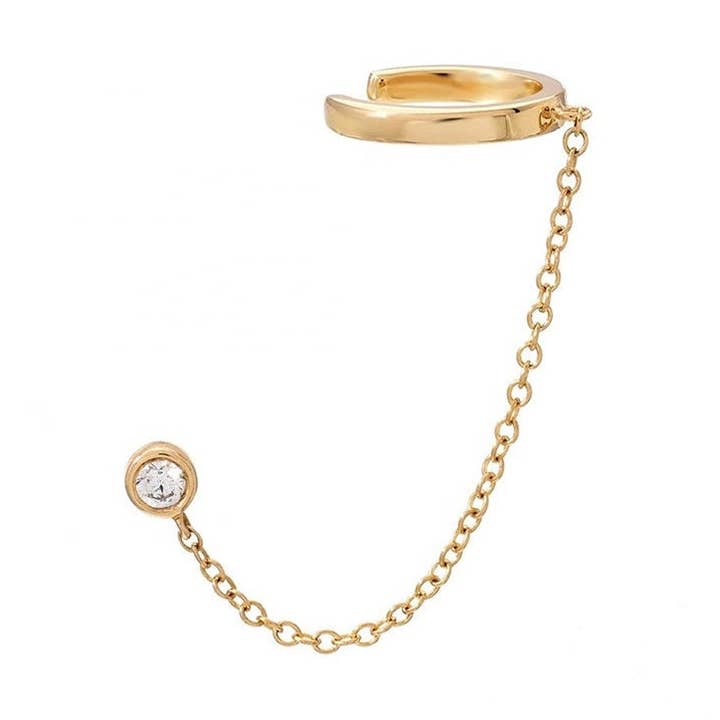 Chain Link Ear Cuff Single Stud Earring for wholesale by Gold Trip