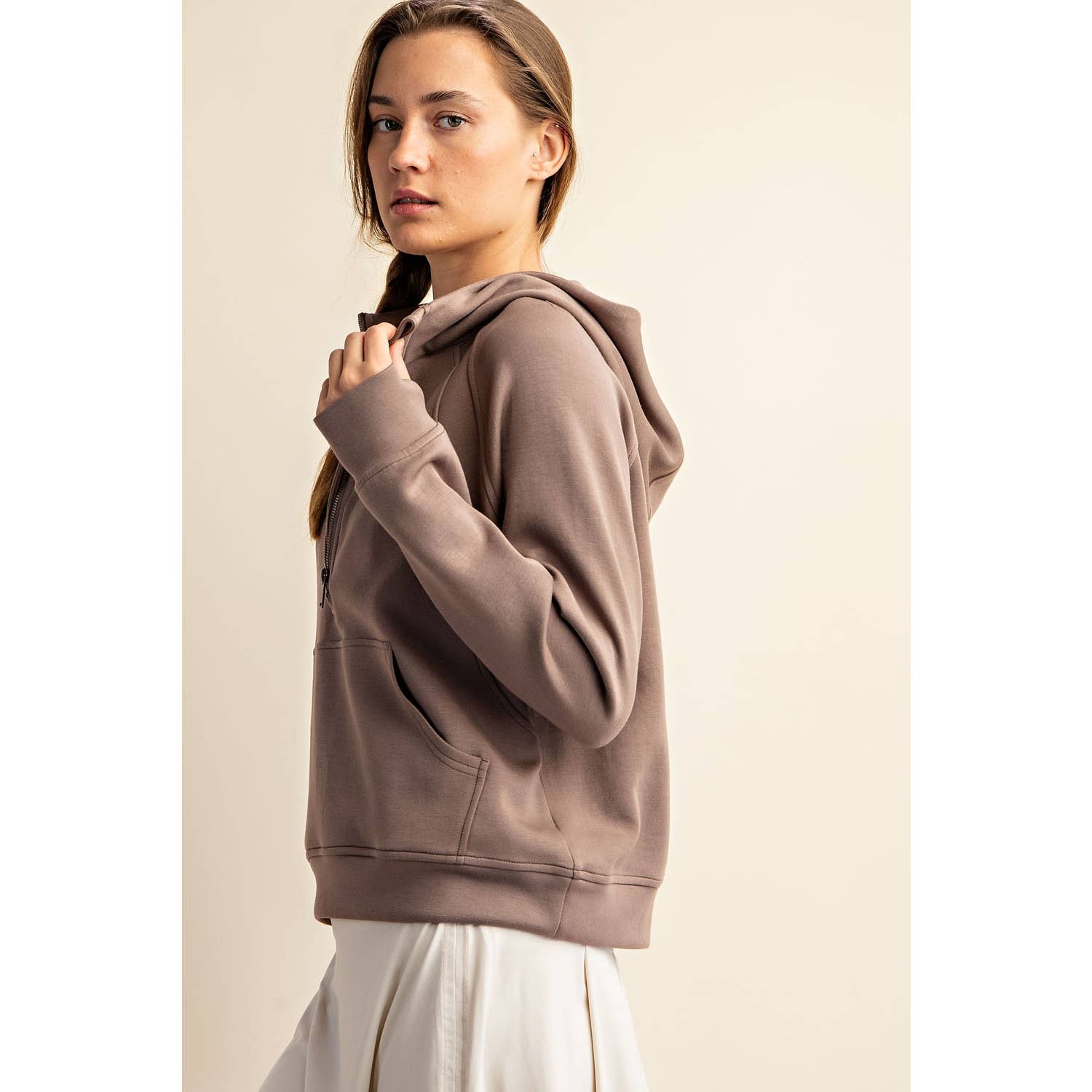 Rae Mode - Wholesale Hoodie - Women's - MODAL SCUBA QUARTER ZIP HODDIE JACKET58