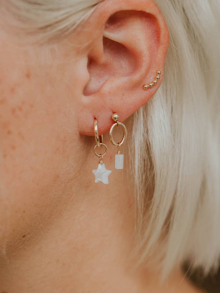 Star Mother of Pearl Charms | 14kt Gold Fill + Silver for wholesale by Hello Adorn