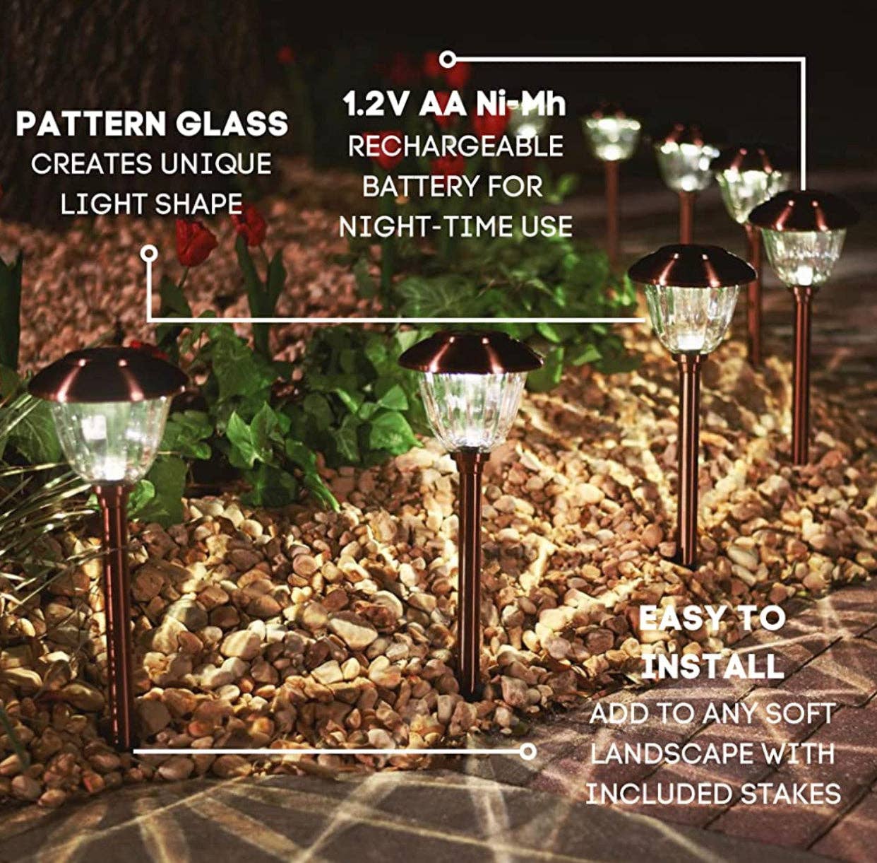 OutdoorSolarOutlet – wholesale Outdoor/lawn light – Energizer 8 Pack Solar Pathway LED Lights Outdoor-Stainless Steel 15 Lumen11