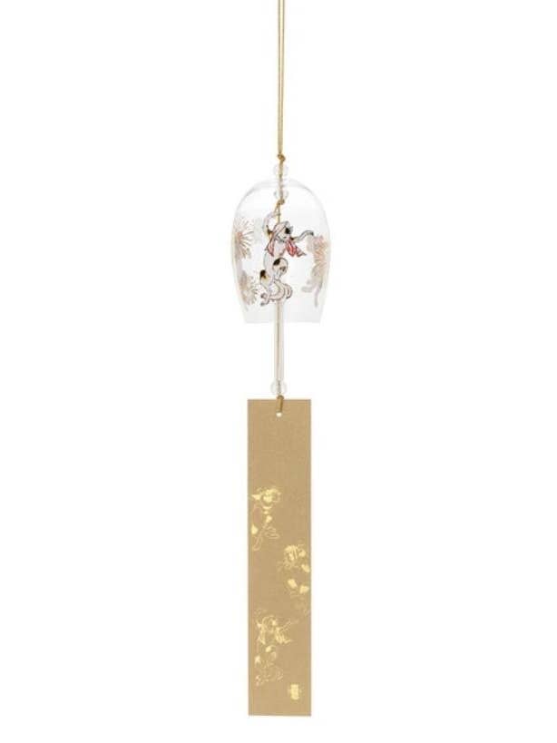 Edo Cat Glass Wind Chime Handblown Furin Fireworks Design for wholesale by 「FUNJI」In Japan