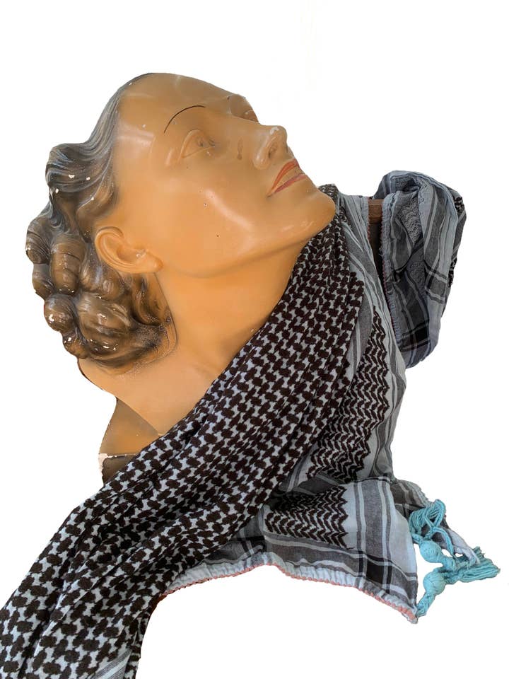 Kefia scarf in soft blue cotton for wholesale by Emmy Alternative/Shak Chic