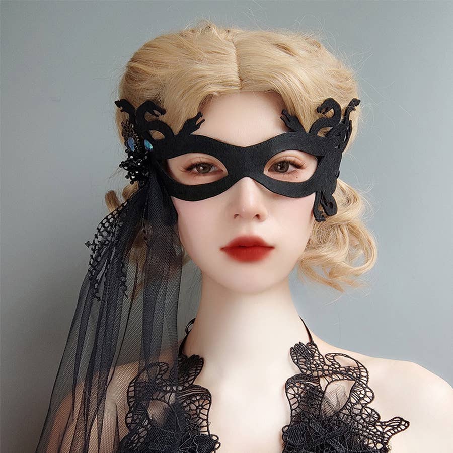 Wholesale AHANDMAKER Fringe Masquerade Mask for Women 
