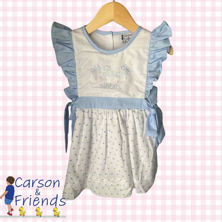 Carson en Vrienden "Grote Zus" Zwitserse Stippenjurk Blauw voor wholesale door Carson & Friends