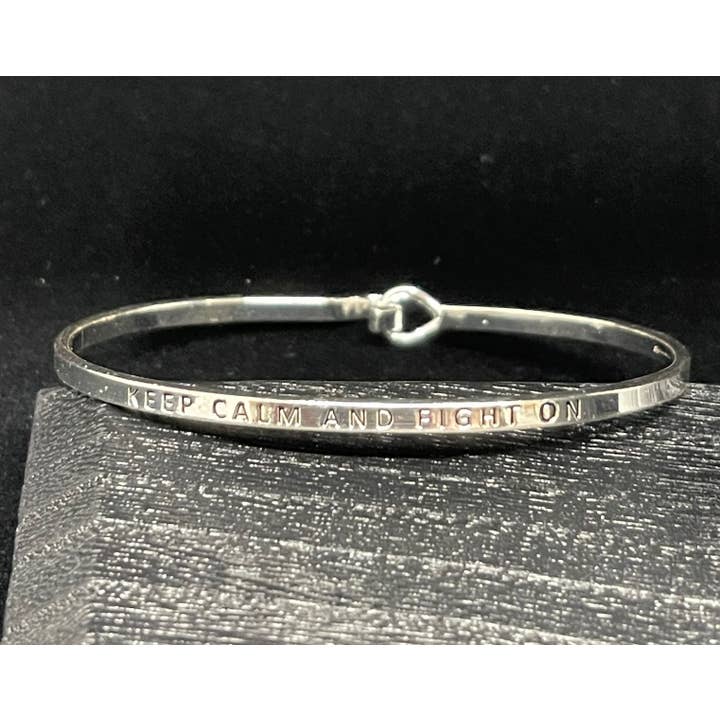 0011 PREMIERE - Wholesale Bangle Bracelet - FR6481 KEEP CALM AND FIGHT ON (NO Ribbon)_3mm Message Bangle